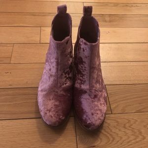 Toms pink velvet booties